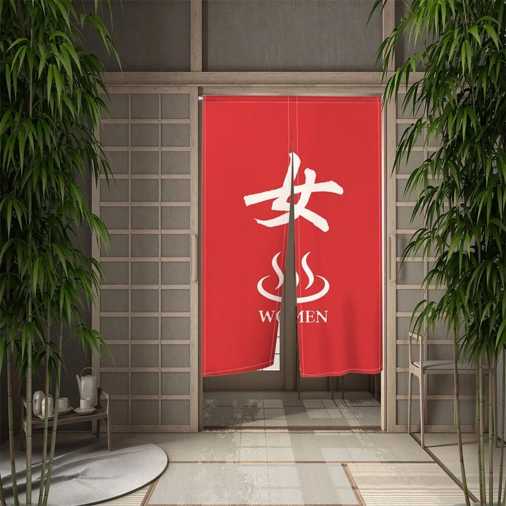 SkandiShop Solid Color Beige Japanese Simple Half-curtain Kitchen Porch Corridor Bedroom Drape Hanging Curtain Restaurant Door Screen Decor